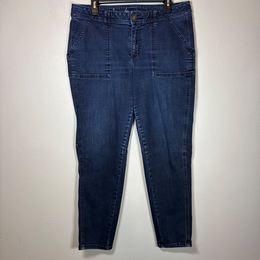 Lane Bryant Genius Fit Skinny Jeans Dark Wash Patch Pocket Moto Seam Denim